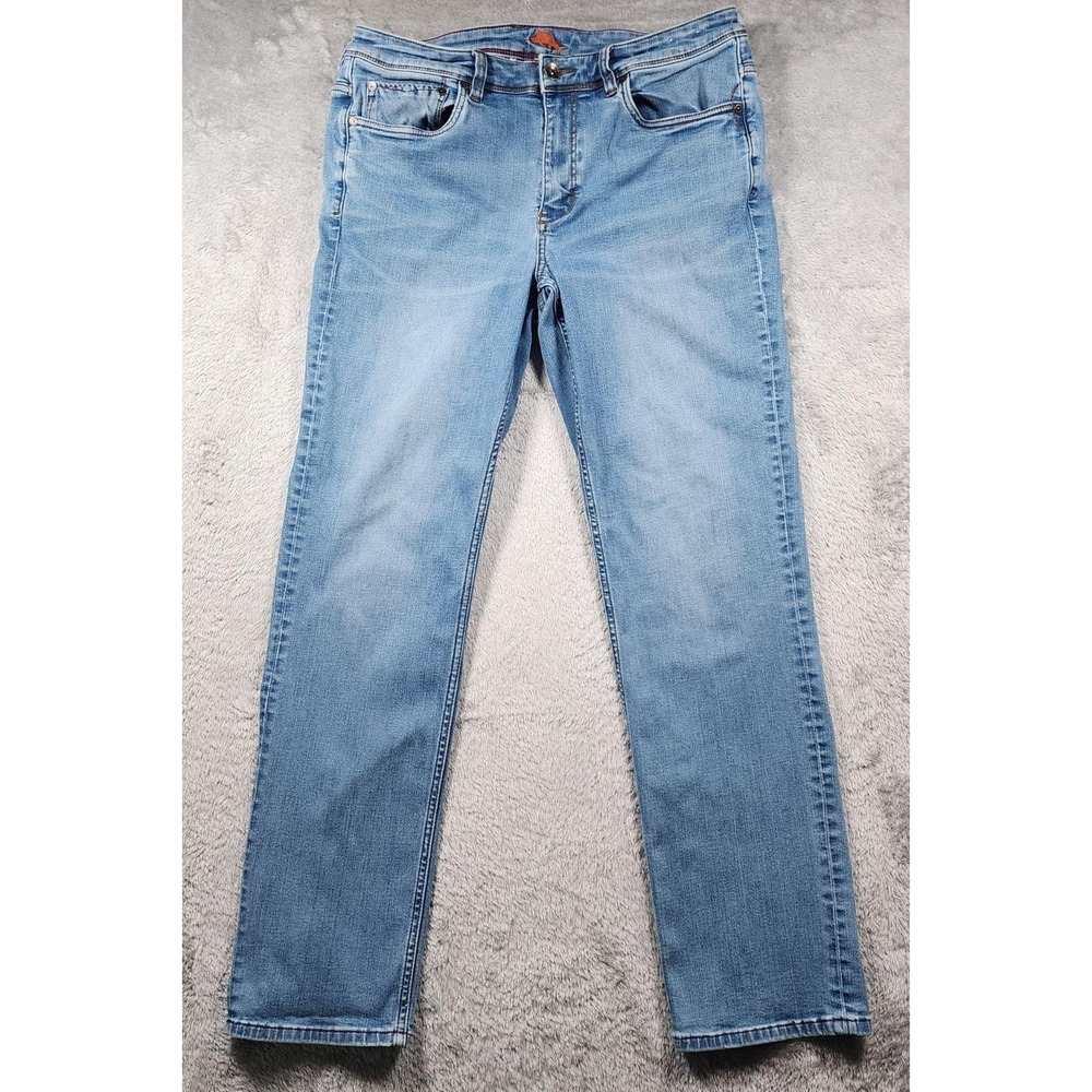 Tommy Bahama Jeans Mens 32x32 Light Wash Blue Slim Straight Stretch Denim Pants